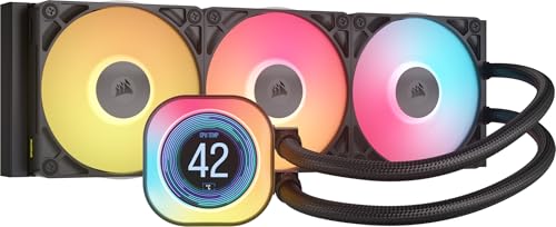 CORSAIR iCUE LINK TITAN 360 RX LCD Refrigerante Líquido para CPU – Cámara de Refrigeración FlowDrive – Intel LGA 1851/1700, AMD AM5/AM4 – 3x RX120 RGB Ventiladores – Hub iCUE LINK Incluído – Negro