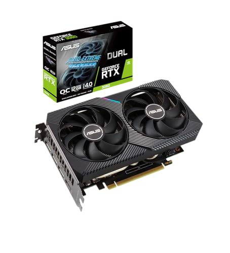 ASUS Dual GeForce RTX 3060 V2 12GB GDDR6 OC Edition Carte graphique Gaming | PCIe 4.0, HDMI 2.1, DisplayPort 1.4a, 2-slot Design, Axial-tech Fans, 0dB Technology